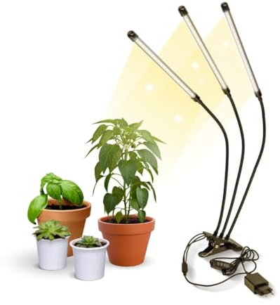Mobiclinic®, Lampada per piante, Growflex x3, 3 modalità, 6000k, 10 livelli di luminosità, Teste, Spettro completo, Timer, Rotazione a 360°, 60w, Flessibile, Da interno, Growlight, Usb