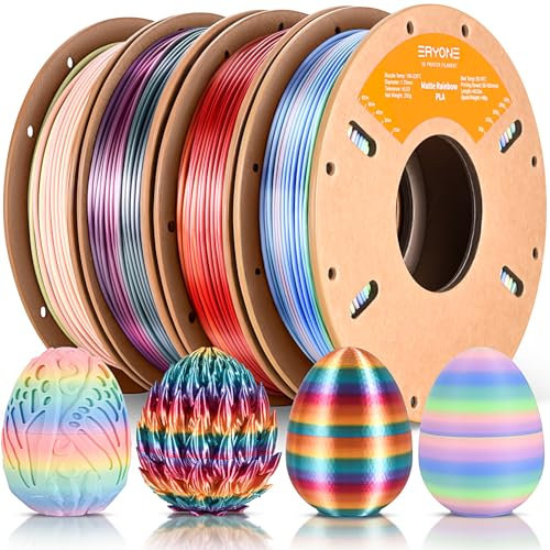 ERYONE PLA Filament 1.75mm,3D Drucker filament bundle,Multi Color Pack 3D Printer Filament PLA+/-0.03mm,4x250g/Pack,Mattes Regenbogen PLA,MattesMacaron&MattesAquarell&Seidenlebendig&Seidenwasserfall