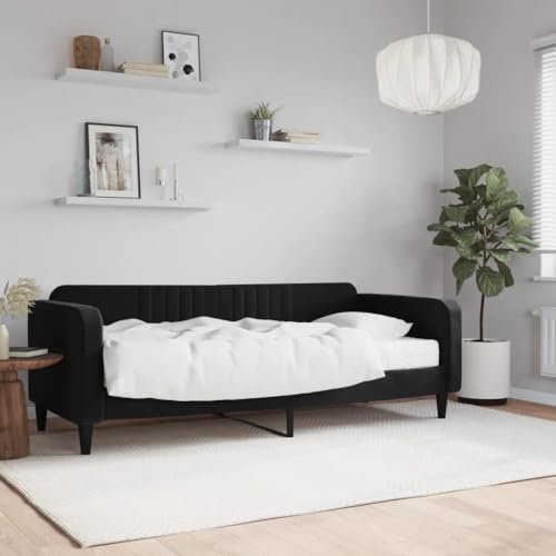 LAPOOH Tagesbett mit Matratze Schwarz 90x200 cm Samt, Schlafsofa, Daybed, Bettsofa, Sofa Bed, Sofabett, Schlafcouch, Jugendbett, Bettgestell, Bettcouch 3197043
