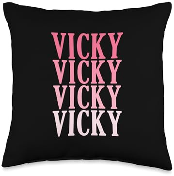 Retro Custom First Name Vicky Throw Pillow