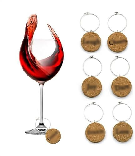 LUNCHS 12 stk Glasmarkierer Kork Material Wiederverwendbar Glas Markierung Trinkgläser Stilvoll Bar Party Glasmarker