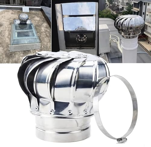 ZYXQQJ Cappello Eolico per Camini Aspiratore Comignolo Girevole, Cappa Rotante per Ciminiera Fumaiolo Camino in Acciaio Inox, Nessun Rumore(250mm/10in)