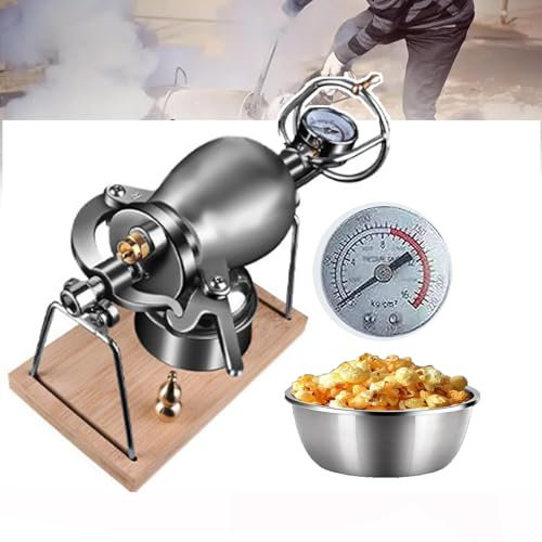 WhAeoy 304 Stainless Steel Popcorn Machine,15 Minutes/quick Production, Can Hold 184 Grams Corn Kernels, Can Stored + Replaced, Small Handle/convenient Operate,300ML
