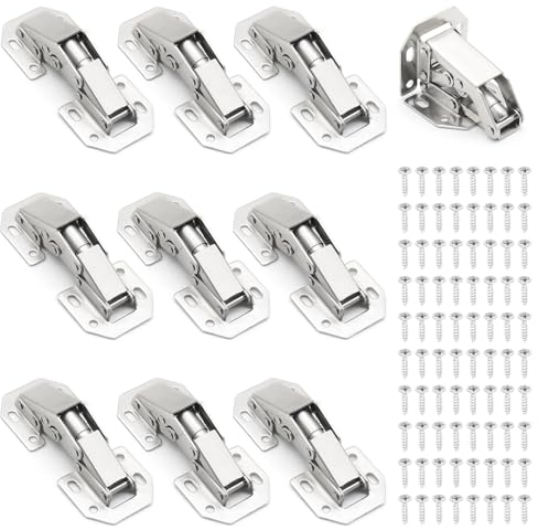 Aoyswuz 10 Pièces Charnière Porte Placard avec 80 Vis, Charnière Invisible Meubles 3 Pouces Charniere, Petit Charnière à Visser pour Porte de Placard, Armoire de Cuisine, Armoire