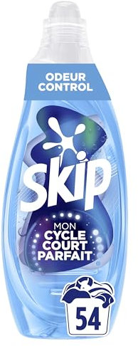 Skip Lessive liquide Mon Cycle Court Parfait Odeur Control - 54 lavages - 1ère lessive conçue pour cycle court, efficace dès 15 minutes