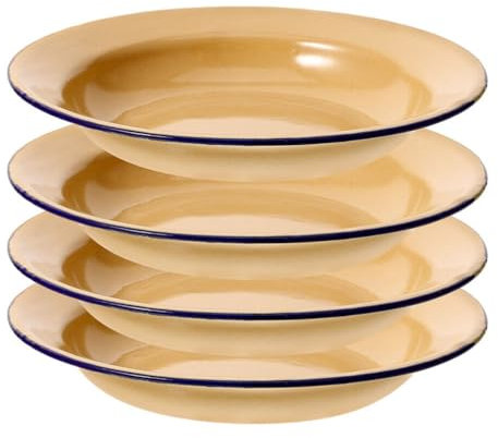 Warmhm 5PCS Vintage Enamel Plates 16CM Enamelware Salad Plate Nut Serving Trays Retro Dinner Plates Rustic Serving Dishes Dessert Salad Pasta Dinner Veggie Platter for Pasta, Camping, Outdoor, Picnic