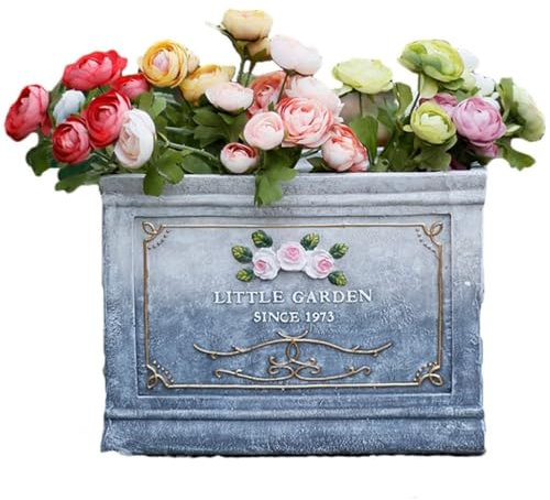 European Style Rectangular Flower Pot, Courtyard Balcony Ornaments, Creative Personality Garden Decoration, Outdoor Garden Statue