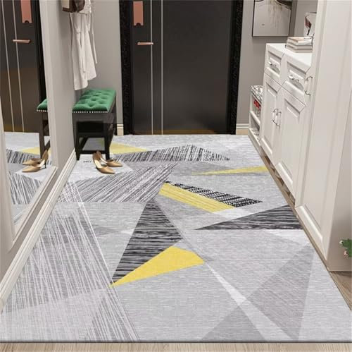 RUGMRZ Wohnzimmerteppich 60x110CM Teppich Wohnzimmer waschbar Couchtisch grau Moderner, Rutschfester, schmutzabweisender Flurteppich mit geometrischem Muster