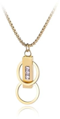 Halskette Ketten Schmuck Herren Frauen Anhänger Necklace Doppel Kreise Zirkonia Kristall Colliers Halskette Schmuck Schöne Halskette Für Frauen Mädchen N17043G
