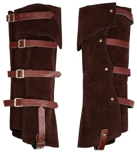 GORGECRAFT 2 Stück Piraten Beinschützer Gamaschen Steampunk Mittelalter Stiefelüberzüge Renaissance Cosplay Kunstleder Beinwärmer Wraps Schuhüberzug Für Stiefel Halloween Kostüm Ritter Kokosnussbraun