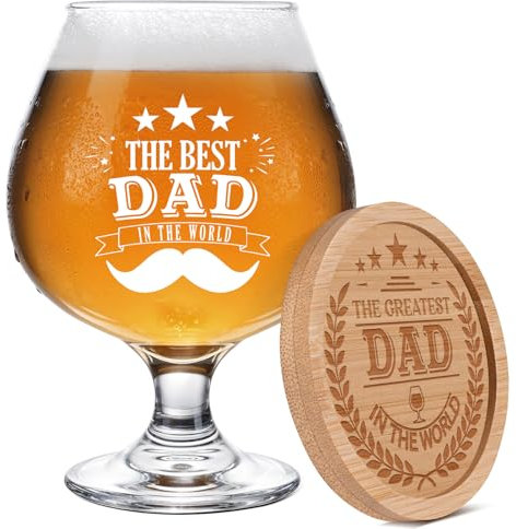 Apjielop Gifts for Dad, Dad Birthday Gift from Daughter or Son Beer Glasses, Birthday, Retirement, Thanksgiving Gifts Presents for Daddy NewDad Stepdad Father in Law