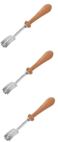 ABOOFAN 3 Piezas cuchillo para el pan Herramienta para cortar de pan Herramienta de corte para pan cacerola pan de molde herramienta para hornear cortadores para hornear Madera