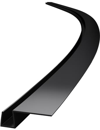 Mai & Mai Duschdichtung Duschlippe | Duschtürdichtung 8mm Glasstärke | Ersatzdichtung Duschtür Duschwand gerade | Länge: 185cm Schwarz Seiten Dichtung