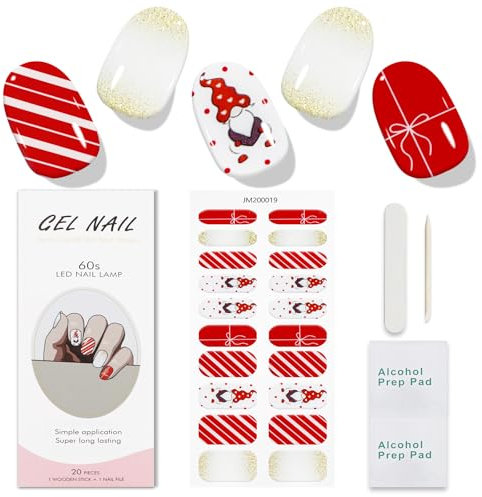 JMEOWIO Nagelfolie Weihnachten Süßer Glitzer Gel Nail Nagelfolien Selbstklebend Nagelsticker Uv Härtend Dekoration Nageldesign Zubehör