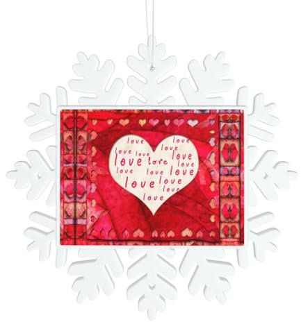 Rote Herzen, Liebes-Druck, Ornament für Weihnachtsbaum, Dekoration mit Bild im Inneren, Projektionsanhänger, neue Heimdekoration für Weihnachten, Party, Gedenkgeschenk für Familie