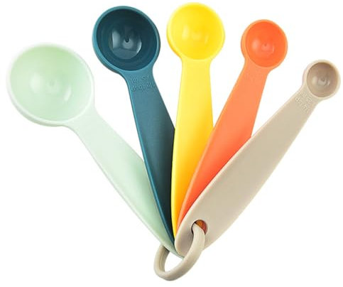 WOLMIK Measure Set, Colourful Spoon, Gram Measuring Spoon with Different Capacities, Cooking & Baking Tools, Pack of 5