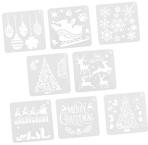 Tofficu 8stücke Malerei Schablonen Weihnachten Schablonen Weihnachts Malvorlagen Zeichenvorlagen Für Junge Mädchen Diy Dekoration Wiederverwendbare Für Scrapbooks Und Notizbücher