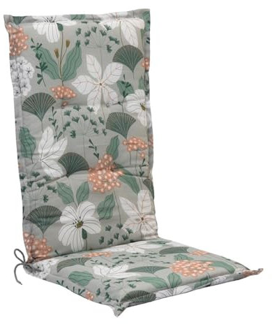Generisch Gartenstuhlauflage - Grün - Weiß - Pfirsichfarben - Hochlehner - mit Stehsaum