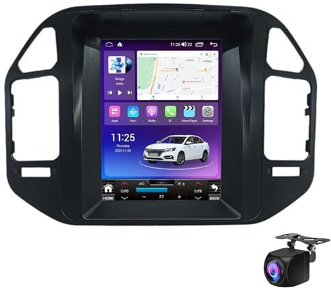 HTXPSM Lettore DVD stereo portatile wireless Carplay doppio DIN con touch screen, navigatore GPS integrato per Mi-tsubishi Pajero V73 2004-2011, touchscreen HD da 9,7 pollici per Carplay e Android Au