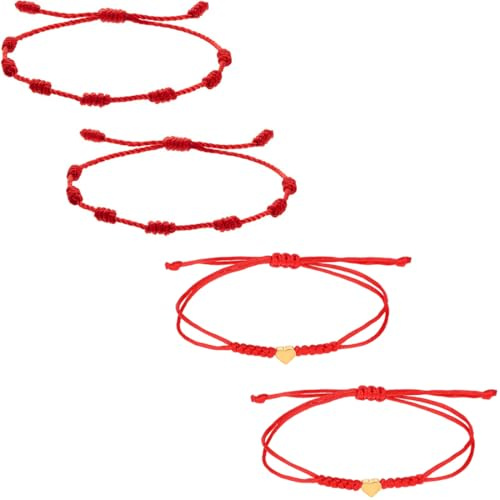 ZUWIJEQ Bracciali Coppietta 'Filorosso del Destino', Braccialetti Rossi Regolabili, Amuleto della Possessione, Unisex, All'Ultima Moda