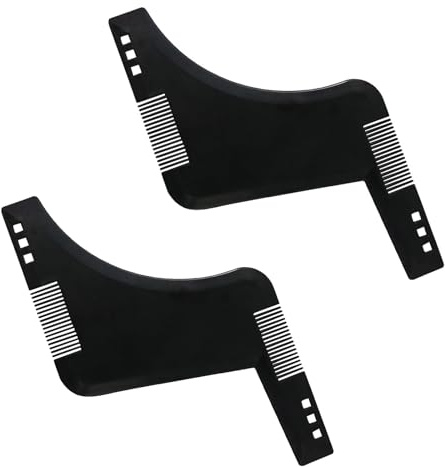 2Pcs Bart-Schablone Bartkamm Bartpflege Bartformen für Kinnbart Koteletten Hals, Bartschablone für kinderleichtes Schneiden, Bartkamm Styling Tool, Symmetrische und Kontur der Bartlinie