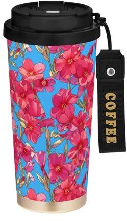 linqin Glowing Red Phlox Flowers Coffee Travel Tumbler Mugs with Lid Stainless Steel Insulated up for Hot Cold Drinks 17oz Spill Proof