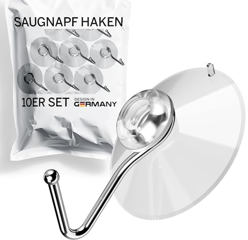 Menz Saugnapf Haken Transparent Ø 35mm, 10 Stück | Saughaken aus PVC & rostfreiem Stahl für Fensterdeko, Küche & Bad Haken Saugnapf rückstandslos entfernbar & wiederverwendbar
