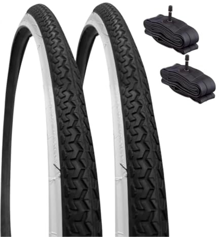 2 Reifen 26 x 1 3/8 (37-590) + Ventilkammern Amerika Reifen aus weißem Gummi für niederländische Stadträder Vintage