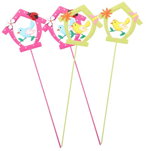 ibasenice 4pcs Metal Garden Stakes with Birdhouse Design Decorative Lawn Ornaments Patio Outdoor Courtyard Decorations for Gardening and Bird Lovers