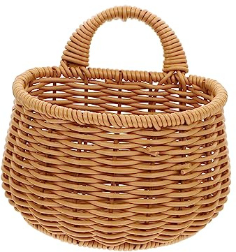 SMASOLO Portaoggetti da Parete in Plastica Intrecciata Contenitore Sospeso Resistente per Cucina Organizzazione e Decorativa Colore Marrone