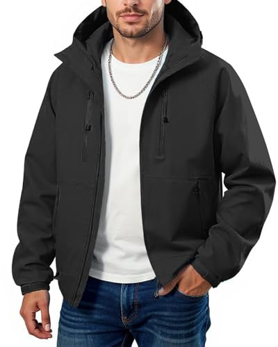 Generico Impermeabile Uomo Giacchetto Invernali Giubbino Softshell Lavoro Antivento Jackets Da Inverno Cappotto Giubbotto Tuta Men Scooter Parka Invernale Giaccone Nero L