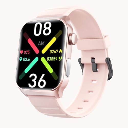 Yihou Fall Detection Smart Watch for Seniors Fall Alert Watch with SOS Heart Rate Monitor Sleep Monitoring Pedometer for Android iOS Rosegold Silicone