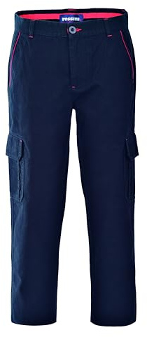 Rossini - A85020 - Adelaide Pantalone da Lavoro, 100% Cotone Twill, Elastico ai Fianchi, Chiusura con Cerniera e Bottone (IT, Testo, XL, Regular, Regular, Blu)