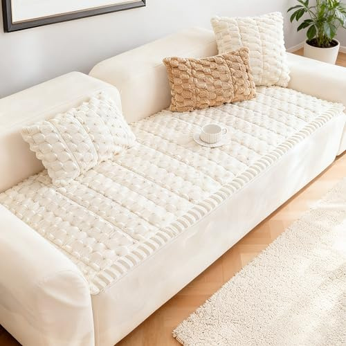 Capslpad Dicke Sofa überzug Waschbar Couch Überzug rutschfest 2 3 4 Sitzer Weiche Sofa Cover Sofabezug Sofaschoner für Wohnzimmer Couch Cover Möbelschutz Weich Haustiermatte (Beige, 70x180cm)