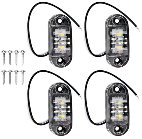 NUDVMUCH 4 pcs Blanc IP65 12 V/24 V Ovale LED latérales Feux, Ovale Avant et Arrière, feux de gabarit, Position pour Camion remorque Van Caravan Voiture Bus Bateaux, Blanc
