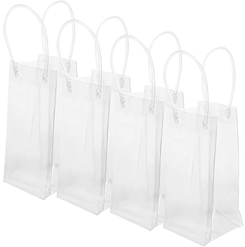 HEMOTON 4 Stück Wiederverwendbare Tragbare Flaschenkühltaschen aus Pvc mit Transparentem Design und Praktischem Stil für Haushalt und Unterwegs