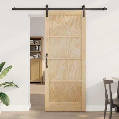 Interior Doors Complete Set Folding Doors, Sliding Door, Natural and Black, 86 x 211 cm, Interior Doors for Living Room, Bedroom, Hallway, Hallway