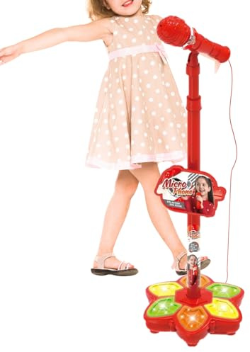 Microfono Per Bambini Con Asta Macchina Karaoke con LED | Microfono Cantante per Karaoke Per Ragazzi e Ragazze, Aula, Viaggio, Sala Giochi, Casa, Festa, Compleanno, Giorno dei