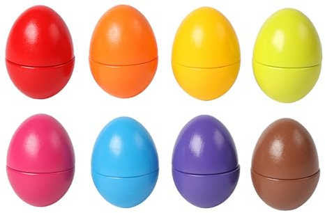 ZUUOZBYY 8 Pezzi Uova Coordinate in Legno Giocattoli Forma di Colore Ordinamento Uova Coordinate Interattive Educative per l'Apprendimento Precoce per il Bambino