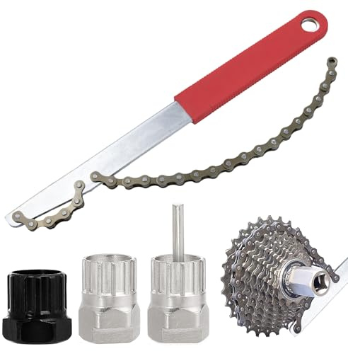 TAIXING Fahrrad Kettenpeitsche, Zahnkranzabzieher Schraubkranz Abzieher Kit, Ritzelabzieher Kassettenabzieher Ritzelabnehmer Cassette Lockring Tool Universal Fahrrad Kassette Entfernungs Werkzeug(Rot)