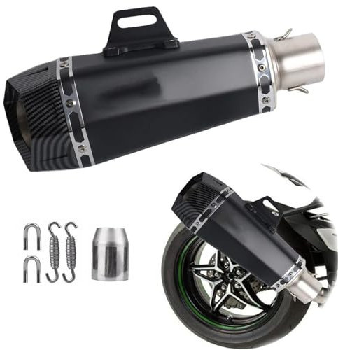 Accessori di scarico 1 Silenziatore Universale Per Moto Conico Esagonale Piccolo, Calibro 51 Mm, Con Adattatore 38-51(Black)