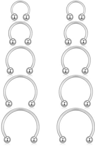 10pcs Septum Piercing Jewellery 16g Septum Ring Silver Horseshoe Nose Ring