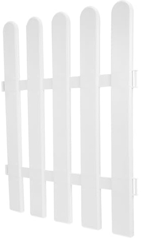 AUTSUPPL Staccionata Giardino Bianca in Plastica Doghe Arrotondate, Facile da Montare e Resistente, come Recinzione Decorativa per Giardino Esterno