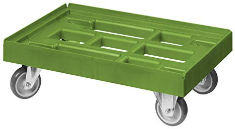 Transportroller für Kisten 60 x 40 cm mit 2 Bock- und 2 Lenkrollen in Grün