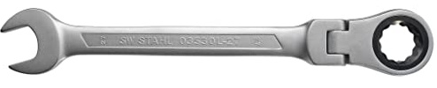 SW-Stahl 03530L-27 Gabelringratschenschlüssel 27 mm mit Gelenk, 72 Zähne | Chrom-Vanadium Ringschlüssel mit Ratschenfunktion - Ringmaulschlüssel für Profis - Schlüsselweite 27 mm - 345 mm Länge