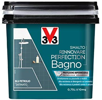 V33 Smalto Rinnovare Perfection Bagno Blu Petrolio Satinato 0,75 L