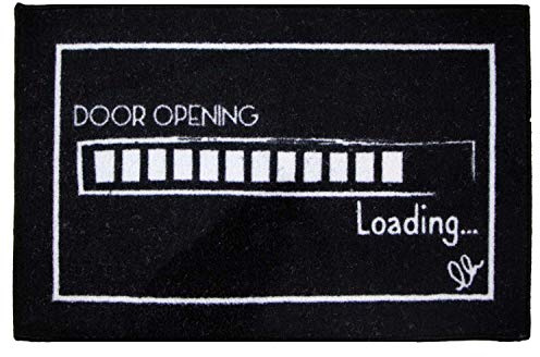 OLIVO.Shop | FUNNY Loading Zerbino asciugapassi 45x75 cm antiscivolo con scritte originali bianco nero idea regalo