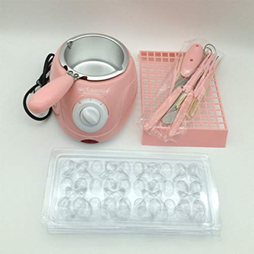 AHRIWINK Electric Chocolate Melting Pot Chocolatiere Mini Fondue Candy Cheese Fondue Fountain Machine for Butter Cafe Candy Home with over Free Accessories,Pink