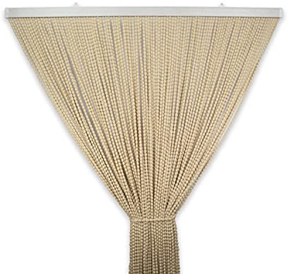 Tata Home Tenda Antimosche Catenelle Perline di Stoffa Morbide per Porta Finestra Moschiera a Pannello Susy 100x220 cm Colore Beige