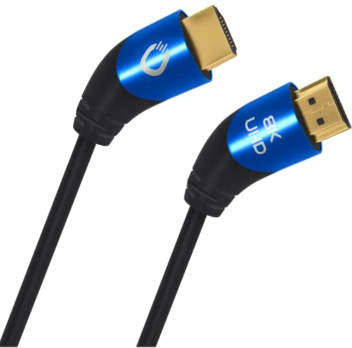 Oehlbach Shape Magic 40-8K Ultra High Speed 2.1 HDMI-Kabel - Zertifiziert 48 Gbps (40 Grad Winkelstecker 3-Fach Schirmung OFC Kupfer Vollmetallstecker) schwarz - 3m